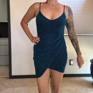 Lulu's Shimmering Midnight Blue Mini Dress